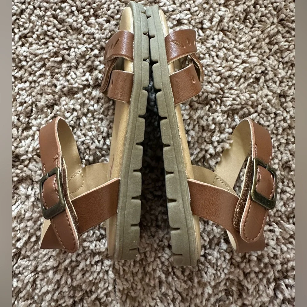 Rachel Shoes Brown Strappy Sandals – Girls Size 8